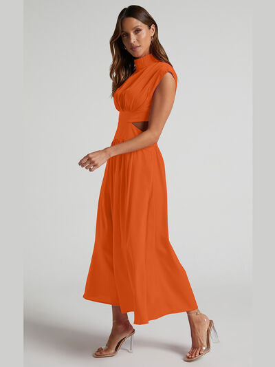 Cutout Mock Neck Sleeveless Dress |1mrk.com