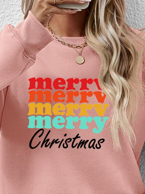 MERRY CHRISTMAS Graphic Long Sleeve Sweatshirt |1mrk.com