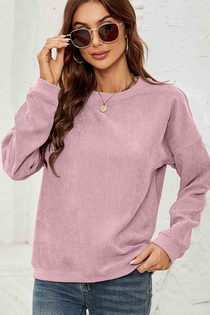 Dropped Shoulder Round Neck Sweatshirt |1mrk.com