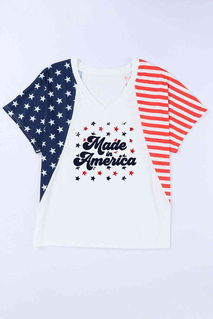 Stars and Stripes V-Neck Tee Shirt | 1mrk.com