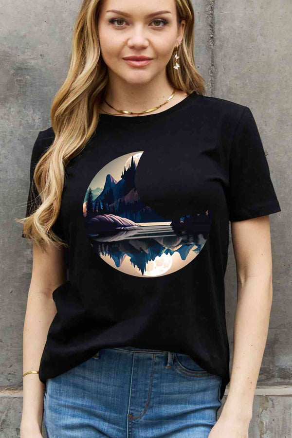 Simply Love Full Size Moon Graphic Cotton Tee | 1mrk.com