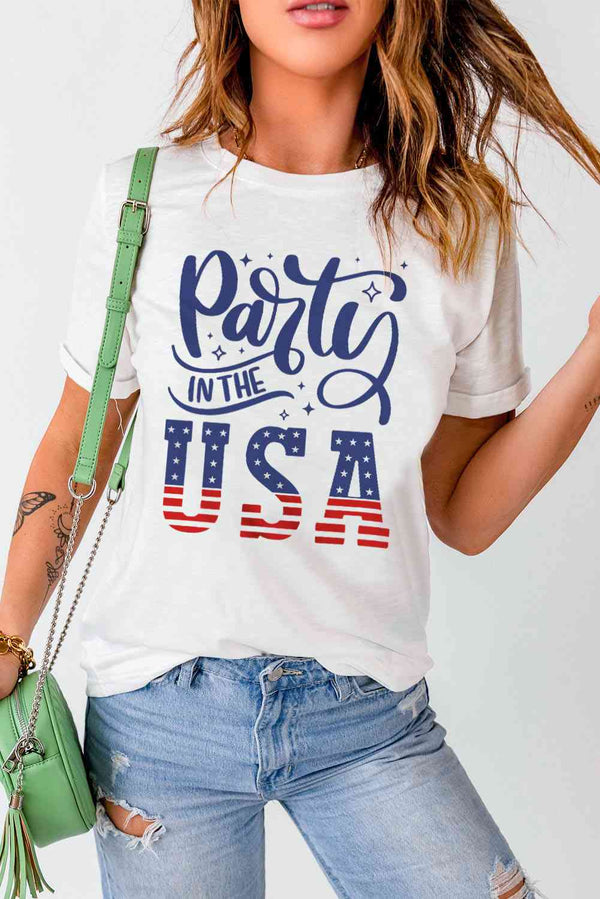 PARTY IN THE USA Round Neck Cuffed Tee | 1mrk.com