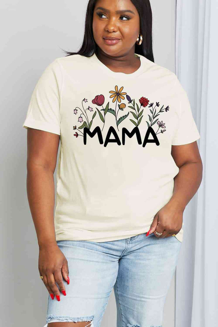 Simply Love Full Size MAMA Flower Graphic Cotton Tee | 1mrk.com