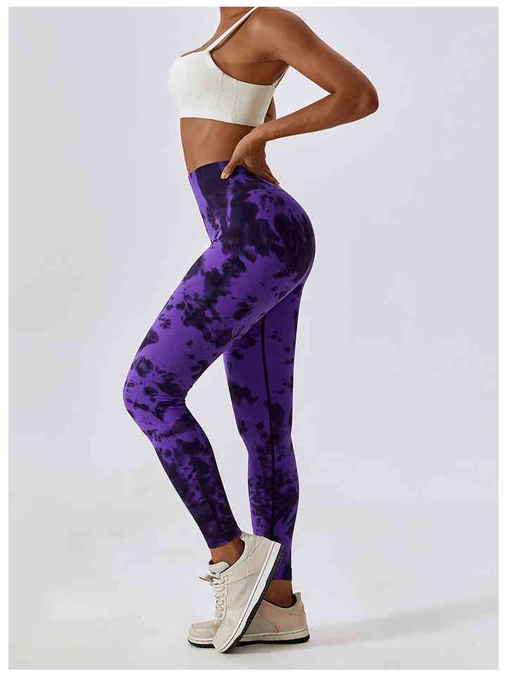 Tie Dye Wide Waistband Active Leggings |1mrk.com