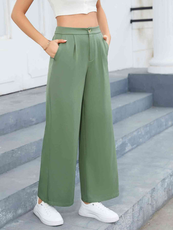 Buttoned Relax Fit Long Pants with Pockets | 1mrk.com
