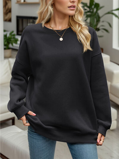 Round Neck Long Sleeve Sweatshirt |1mrk.com