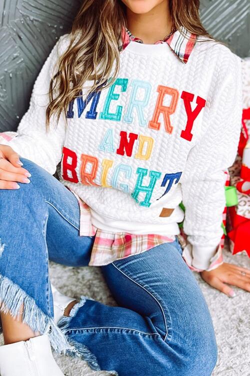 MERRY AND BRIGHT Cable Knit Pullover Sweatshirt |1mrk.com