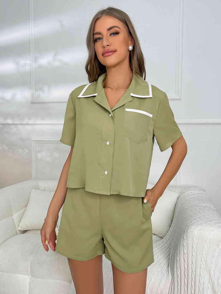 Short Sleeve Shirt and Shorts Lounge Set | 1mrk.com