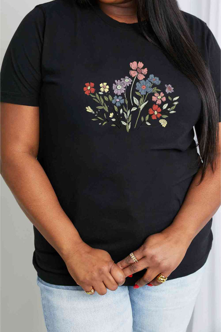 Simply Love Simply Love Full Size Flower Graphic Cotton Tee | 1mrk.com