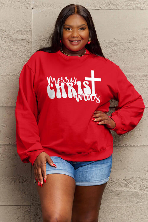 Simply Love Full Size MERRY CHRISTMAS Long Sleeve Sweatshirt |1mrk.com