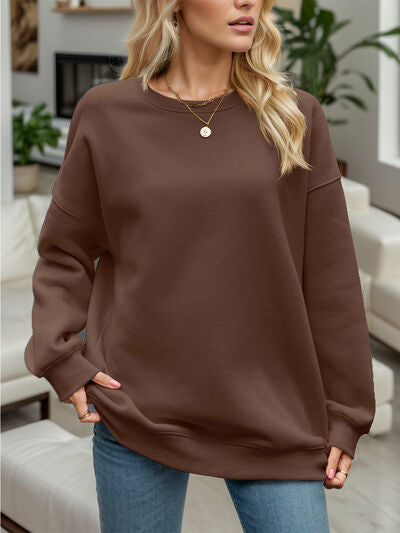 Round Neck Long Sleeve Sweatshirt |1mrk.com