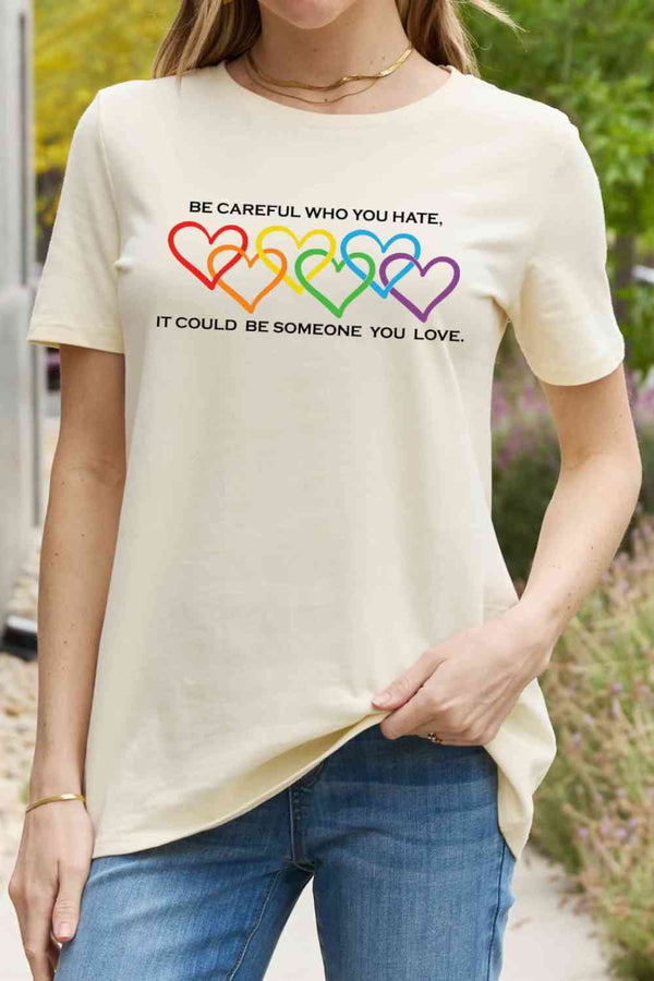 Simply Love Full Size Heart Slogan Graphic Cotton Tee | 1mrk.com