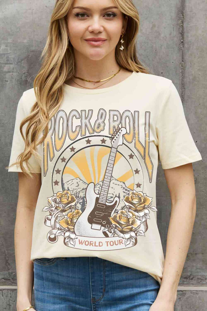 Simply Love Simply Love Full Size ROCK & ROLL WORLD TOUR Graphic Cotton Tee | 1mrk.com