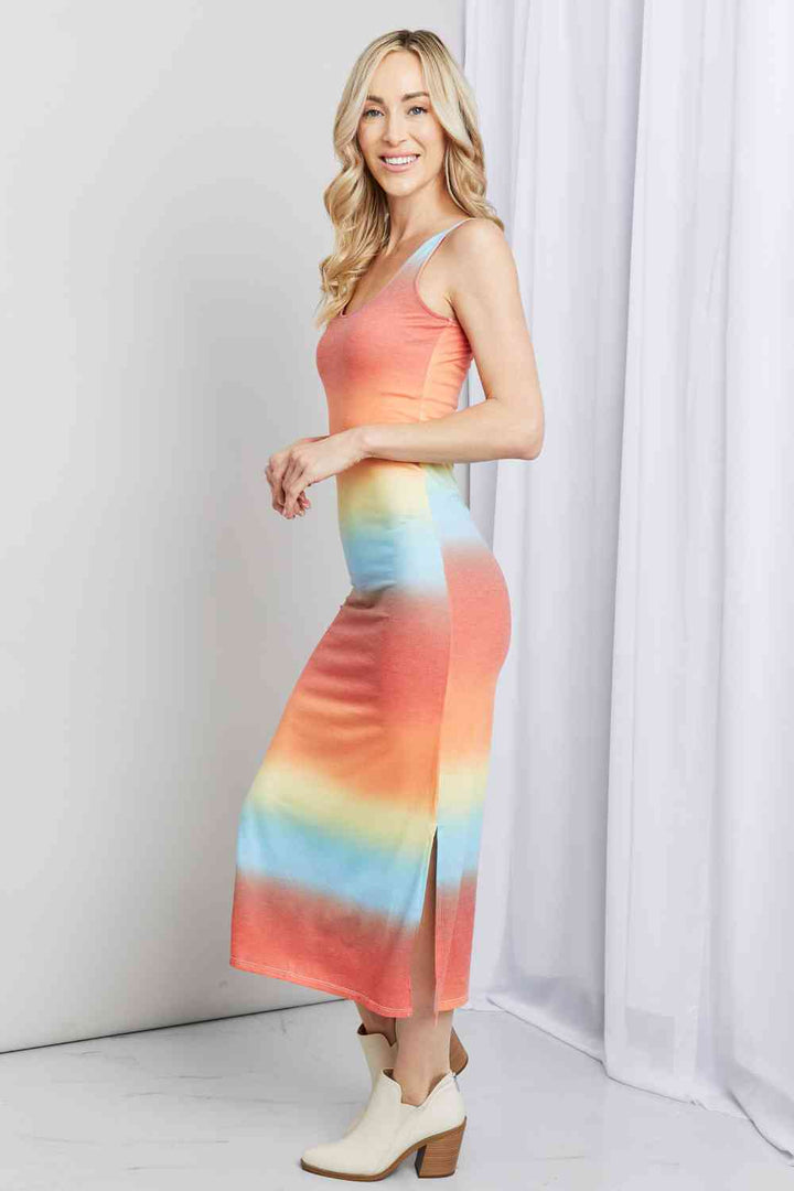 Zenana Gradient Sleeveless Slit Midi Dress | 1mrk.com