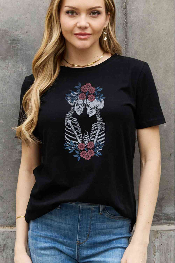 Simply Love Full Size Skeleton Graphic Cotton Tee | 1mrk.com