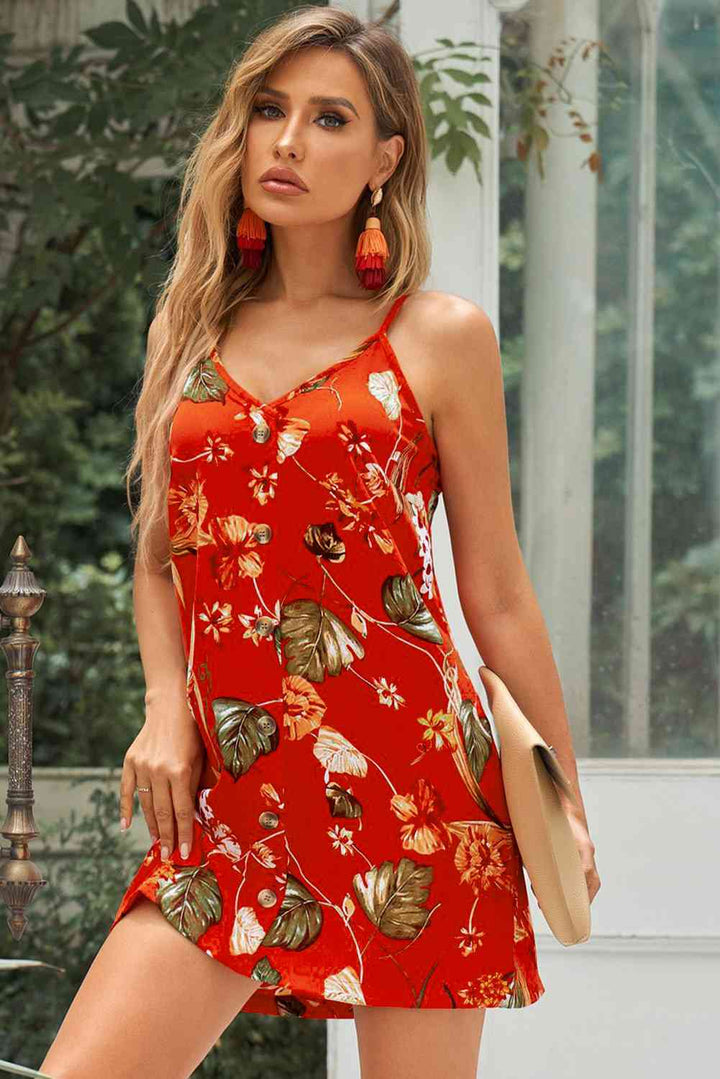 Buttoned Spaghetti Strap Dress |1mrk.com