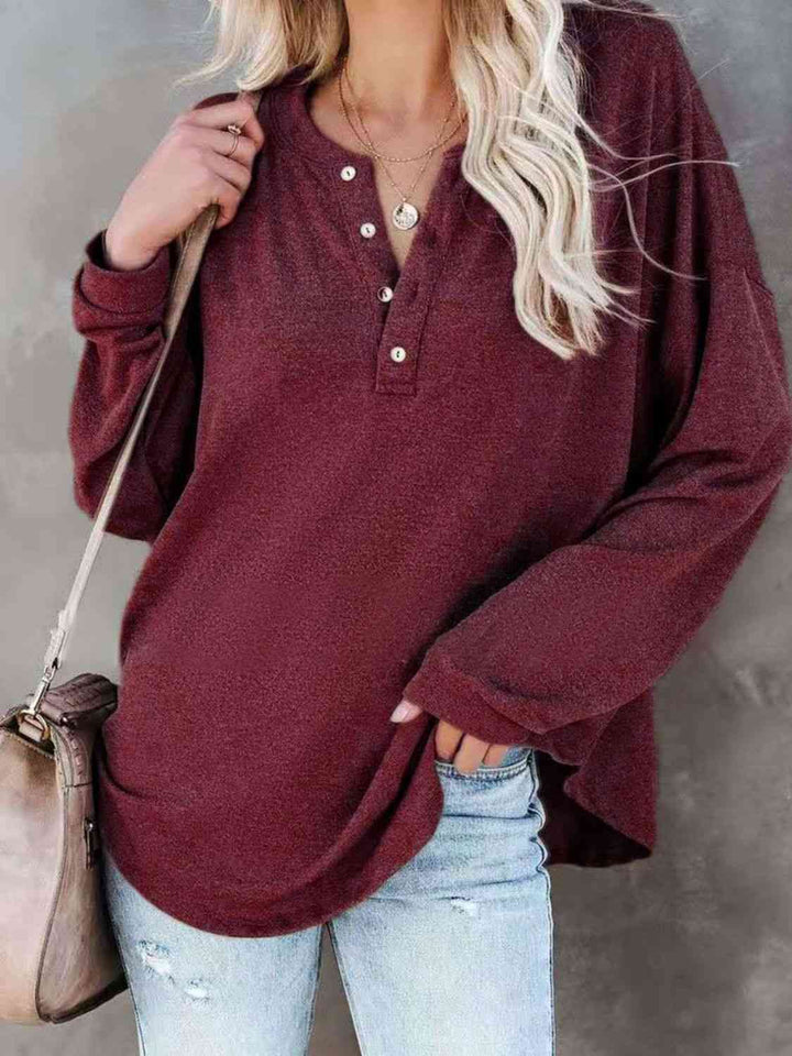 Buttoned Drop Shoulder Top | 1mrk.com