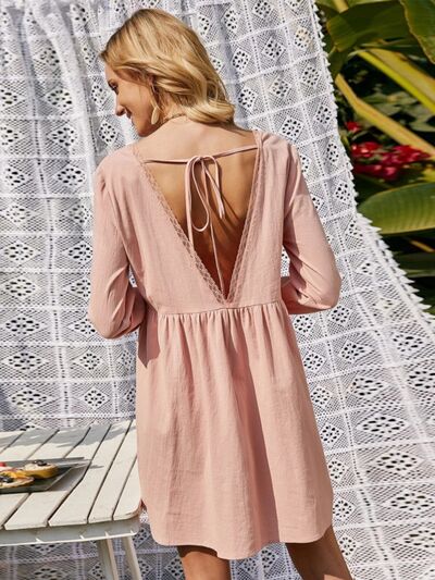 Lace Detail V-Neck Tie-Back Dress | 1mrk.com