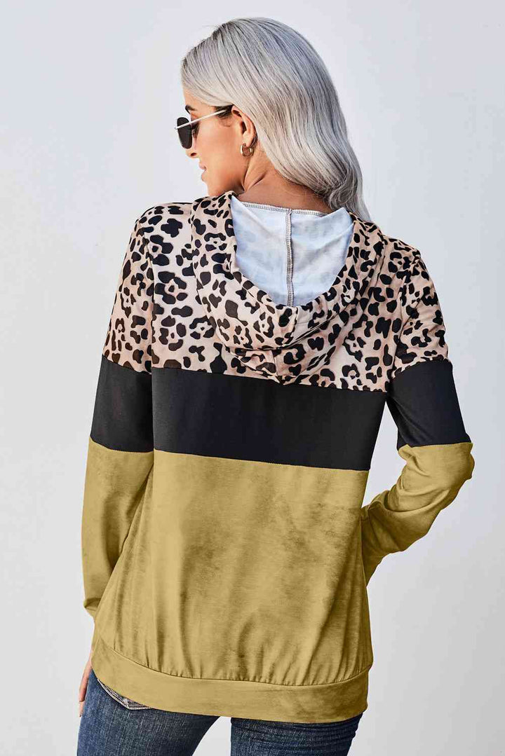 Leopard Color Block Hoodie | 1mrk.com