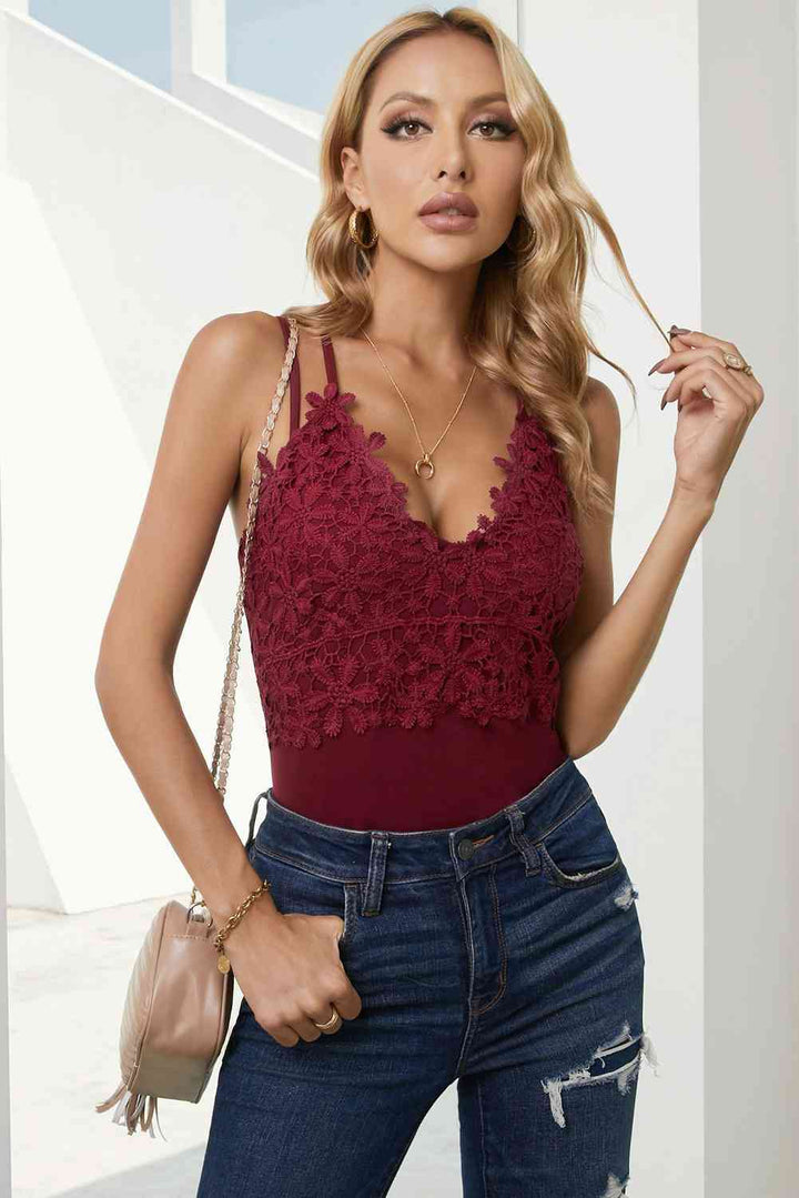 Lace Double Spaghetti Strap Cami Top | 1mrk.com