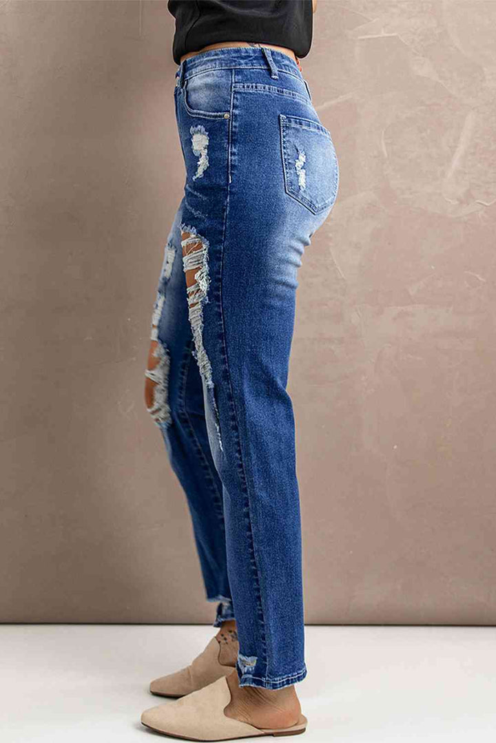 Baeful Distressed High-Rise Jeans with Pockets | 1mrk.com