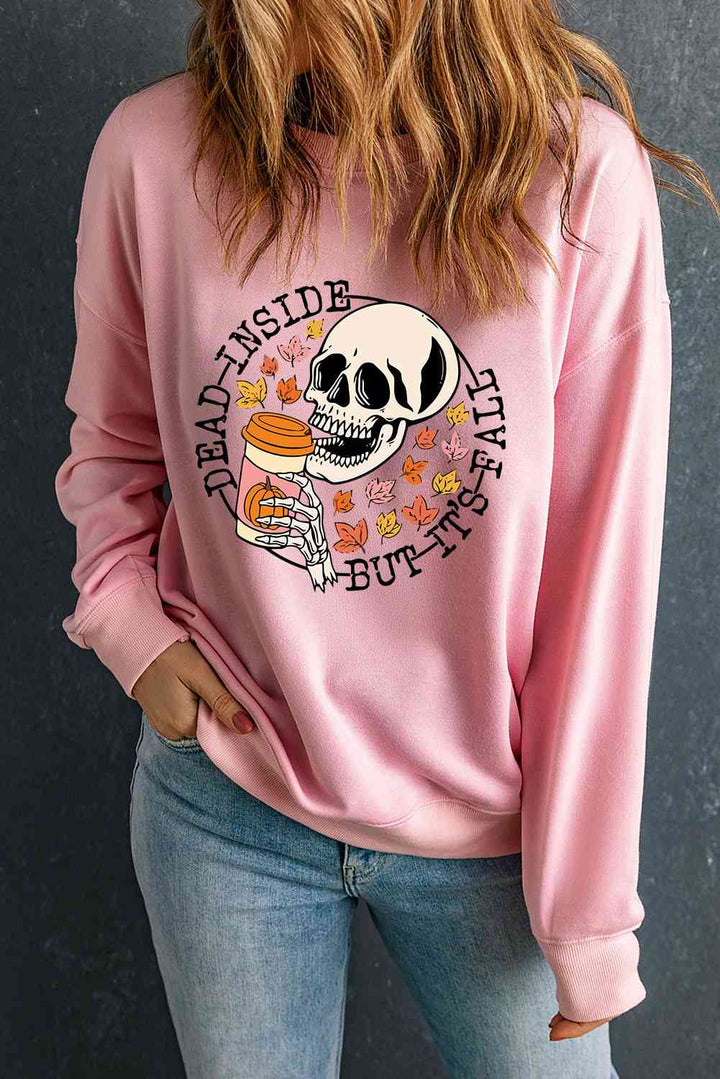 Skull Graphic Dropped Shoulder Sweatshirt |1mrk.com