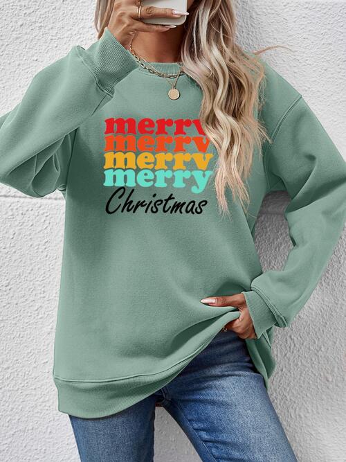 MERRY CHRISTMAS Graphic Long Sleeve Sweatshirt |1mrk.com