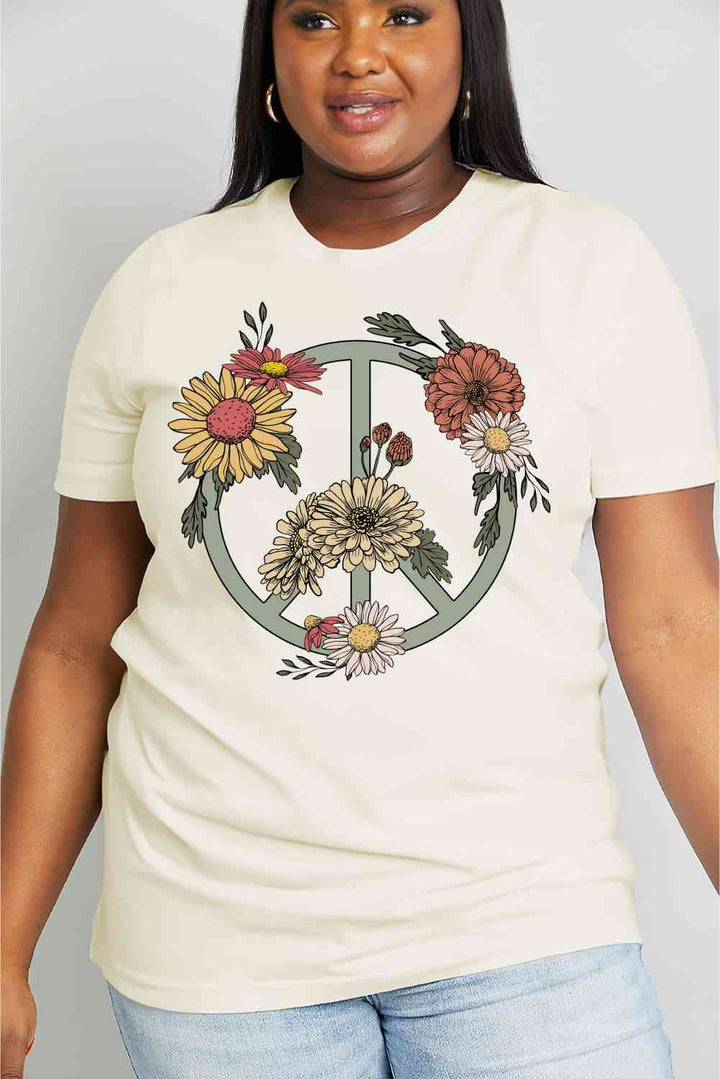 Simply Love Full Size Flower Graphic Cotton Tee | 1mrk.com