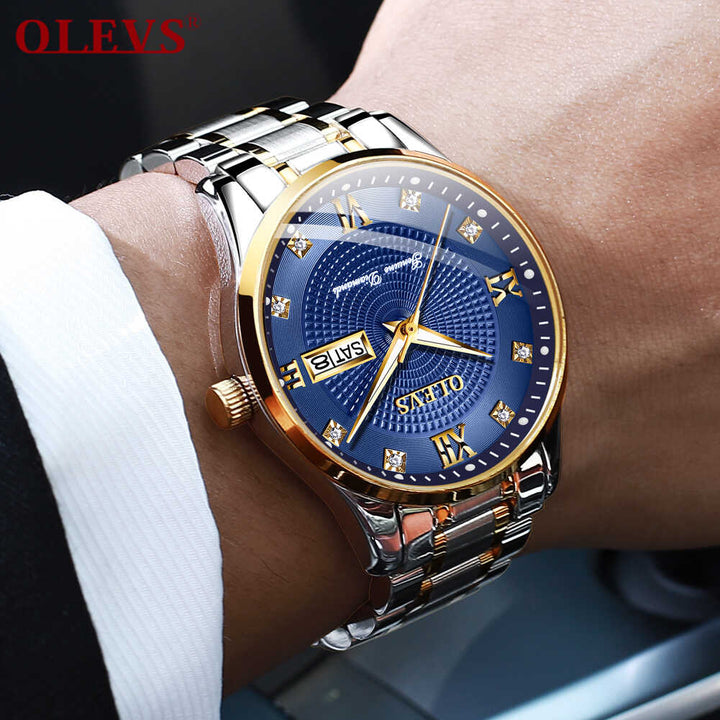 OLEVS 6603 Brand Watch Luxury Men Business Gold Diamond OLEVS