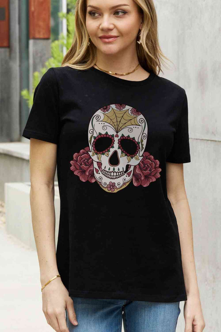 Simply Love Full Size Skull Graphic Cotton Tee | 1mrk.com