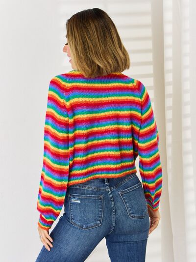 Striped Round Neck Long Sleeve Sweater | Trendsi