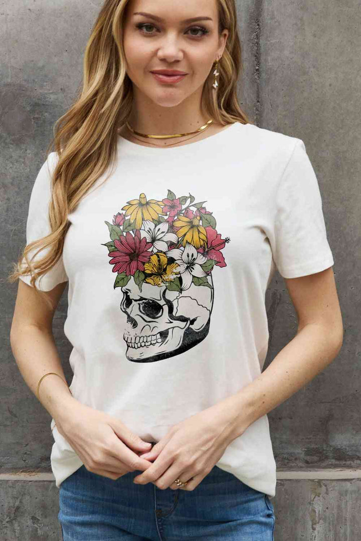 Simply Love Full Size Skull Graphic Cotton Tee | 1mrk.com