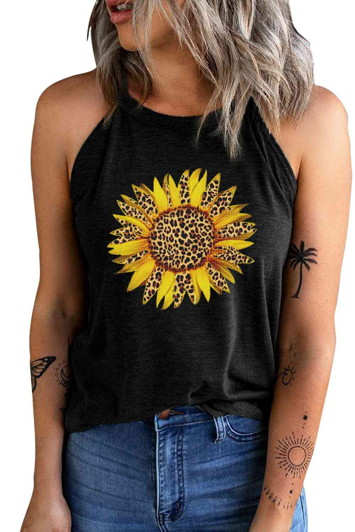 Sunflower Graphic Round Neck Tank | 1mrk.com