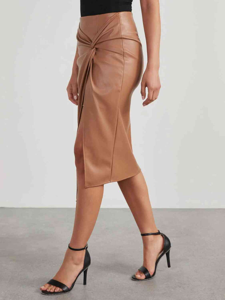 Twist Detail High Waist Skirt |1mrk.com