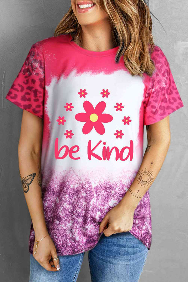 BE KIND Flower Graphic Leopard Tee | 1mrk.com