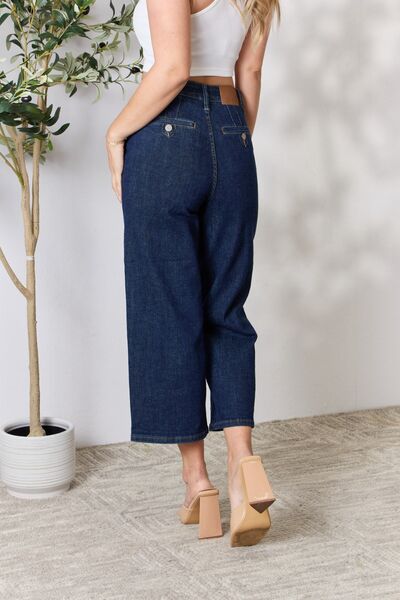 Judy Blue Full Size High Waist Cropped Wide Leg Jeans | 1mrk.com