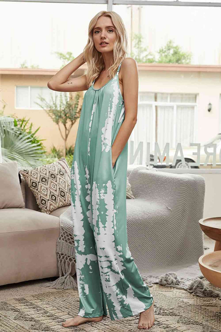 Tie-Dye Spaghetti Strap Jumpsuit with Pockets | 1mrk.com