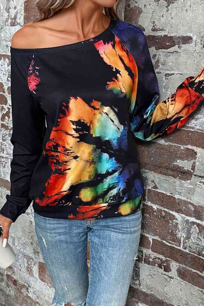 Tie-Dye Boat Neck Sweatshirt |1mrk.com