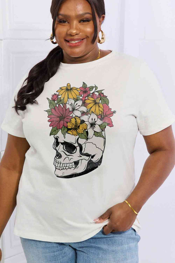 Simply Love Full Size Skull Graphic Cotton Tee | 1mrk.com