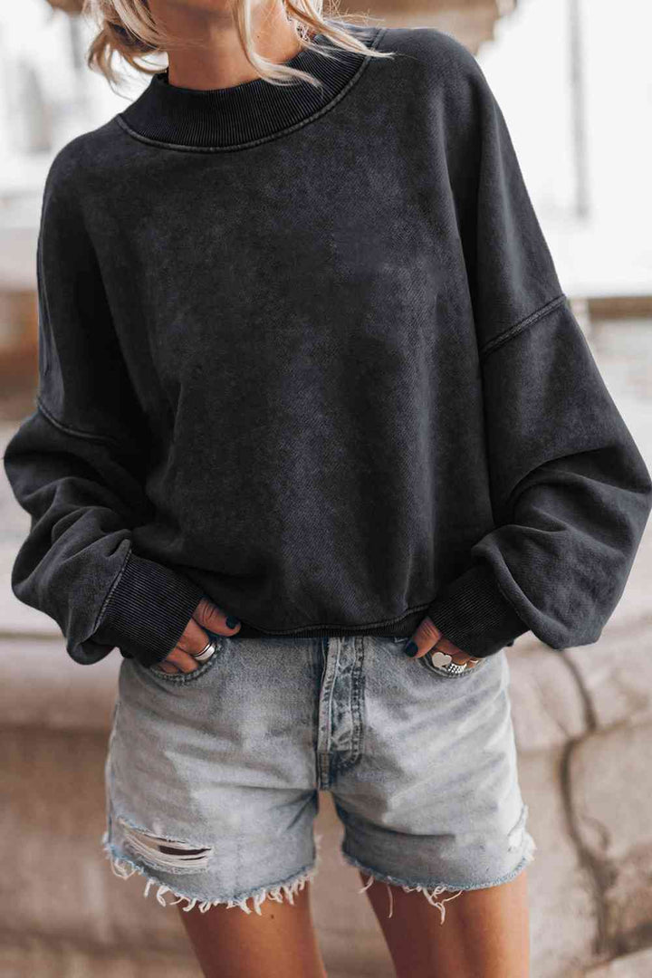 Round Neck Dropped Shoulder Sweatshirt |1mrk.com