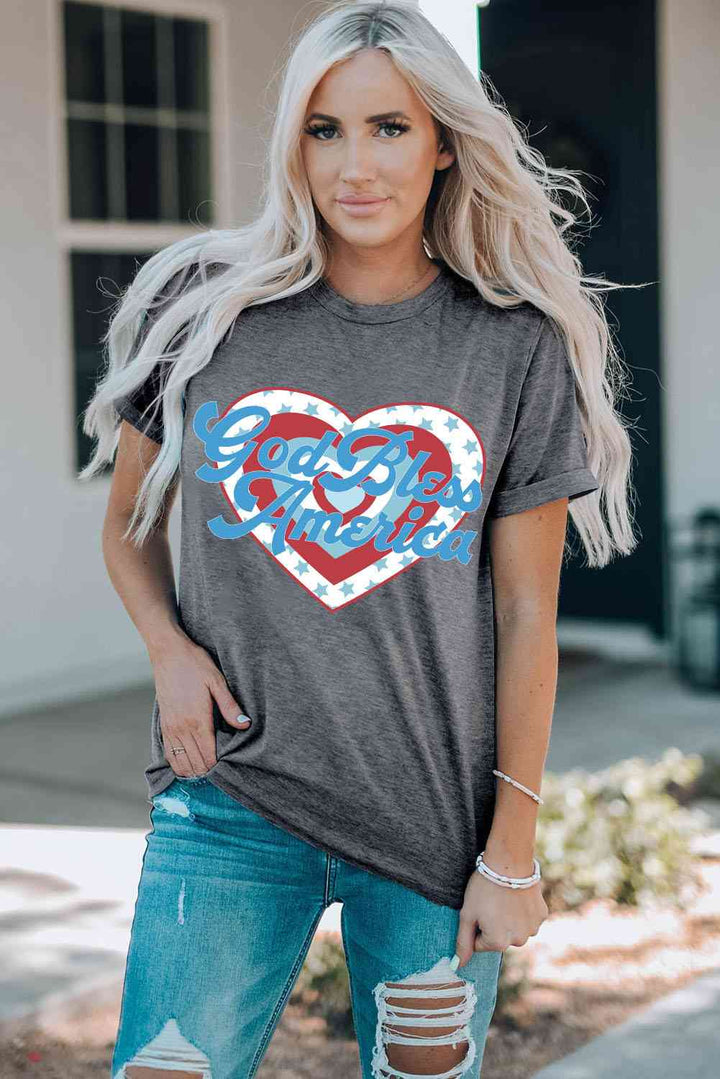 GOD BLESS AMERICA Heart Graphic T-Shirt | 1mrk.com