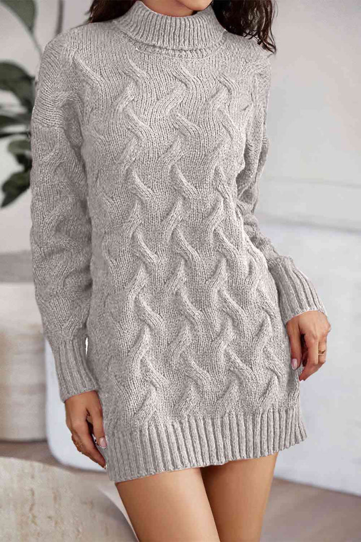 Cable-Knit Turtleneck Sweater Dress |1mrk.com