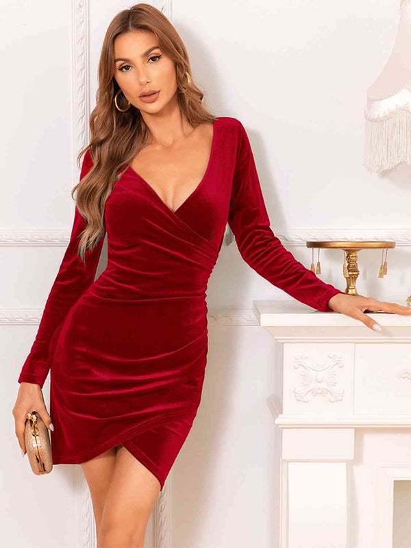 Long Sleeve Tulip Hem Dress |1mrk.com