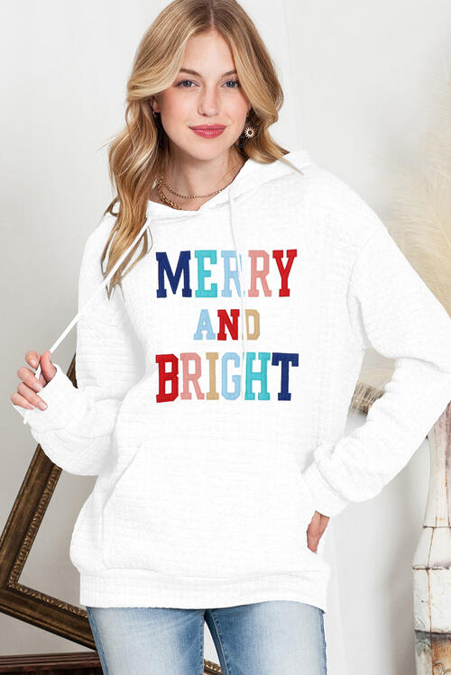 MERRY AND BRIGHT Waffle-Knit Drawstring Hoodie | 1mrk.com