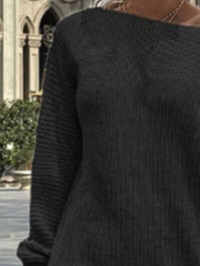 One Shoulder Lantern Sleeve Sweater Dress | 1mrk.com