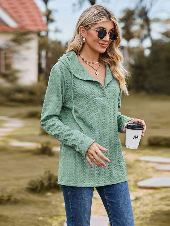 Cable-Knit Hooded Blouse |1mrk.com