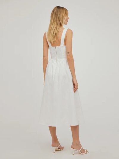 Square Neck Wide Strap Midi Dress |1mrk.com