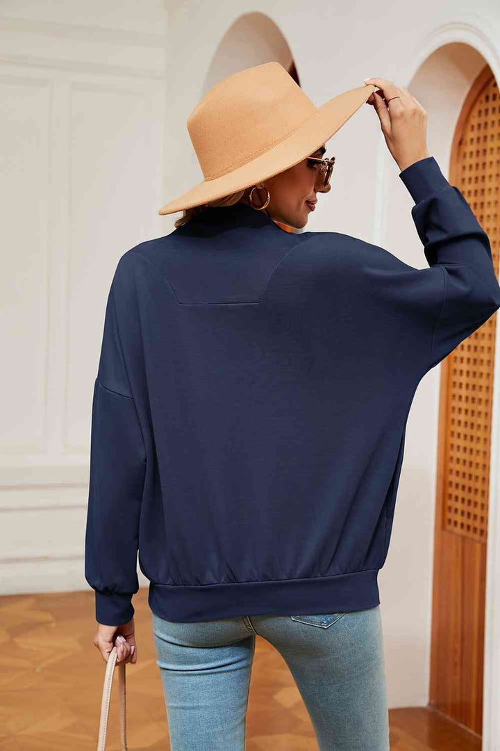 Half-Zip Dropped Shoulder Sweatshirt |1mrk.com