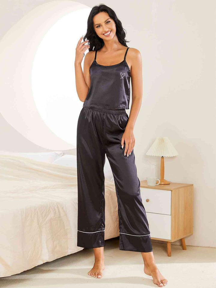 Heart Graphic Cami and Pants Lounge Set | 1mrk.com