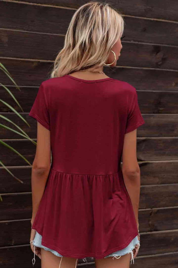 Lace Trim Round Neck Tunic Top | 1mrk.com